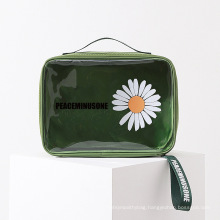 Wholesale Cute Fashion Daisy Green Makeup PVC Bag Cosmetics Bags & Cases with Zipper